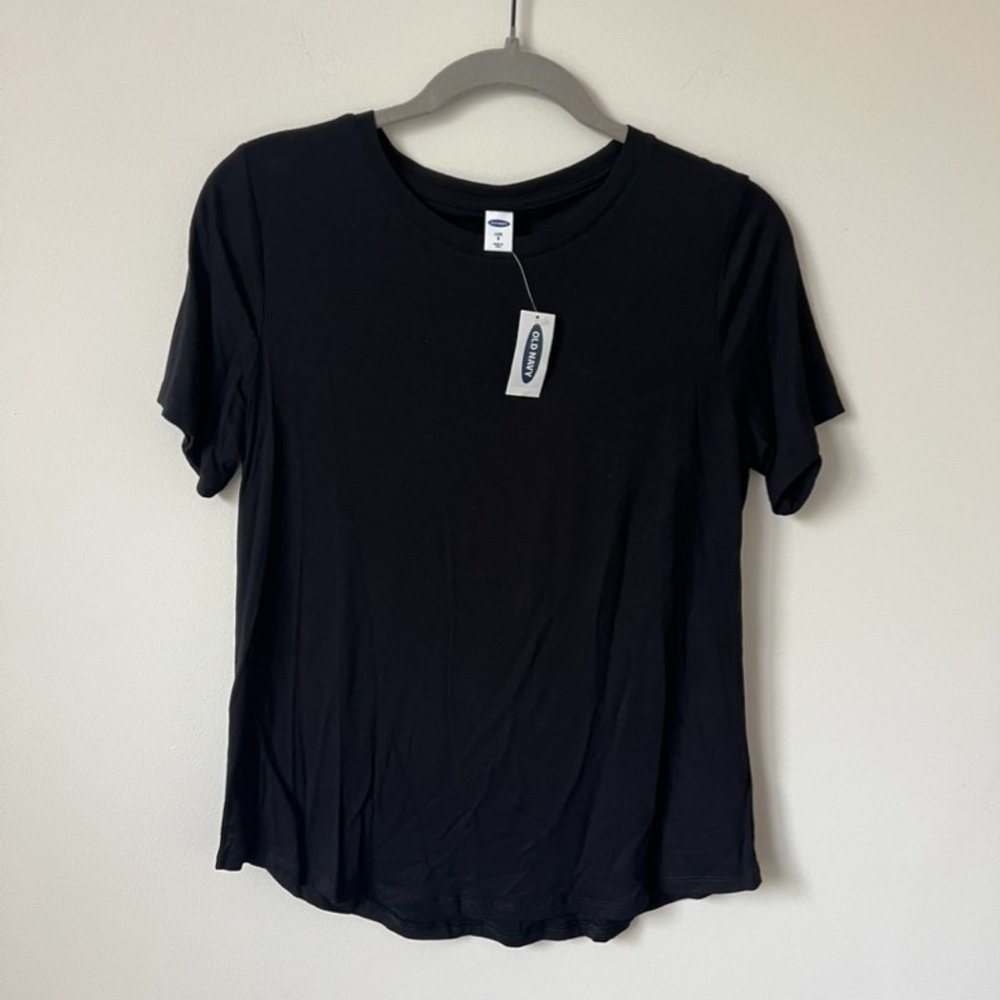 Old Navy Black Luxe T-Shirt, Basic Black Tee, Women's Small, NWT